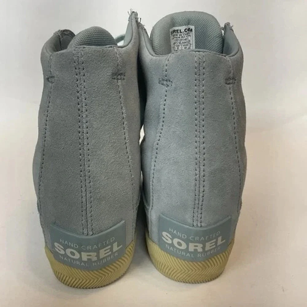Sorel‎ Out N About Blue Lace Up Ankle Wedge Booties Women 10 China Suede/Leather